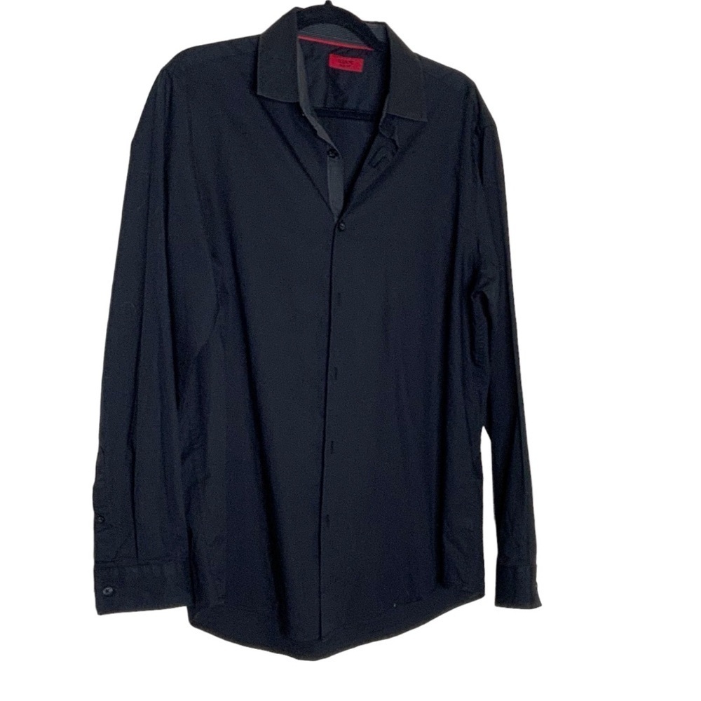 ALFANI- men’s black button up shirt. Size L